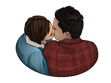 illustration of a couple kissing